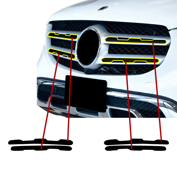 Fits Mercedes-Benz GLC-Class 2016-2022 Vinyl Chrome Delete Grille Blackout Decal Stickers Overlay Film - Bogar Tech Designs
