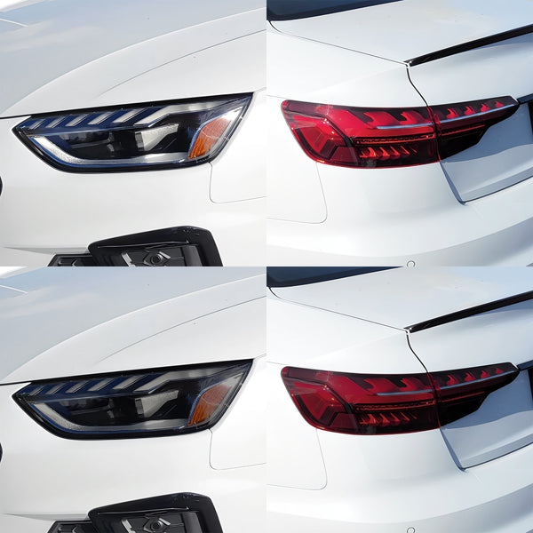 Fits Audi A4 2020-2025 Full Headlight Taillight Precut Smoked PPF Tint Kit Film Overlay  - Bogar Tech Designs