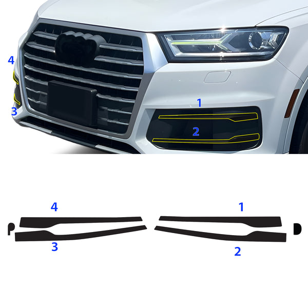 Fits Audi Q7 2017-2019 Vinyl Chrome Delete Grille Blackout Decal Stickers Overlay Film - Bogar Tech Designs