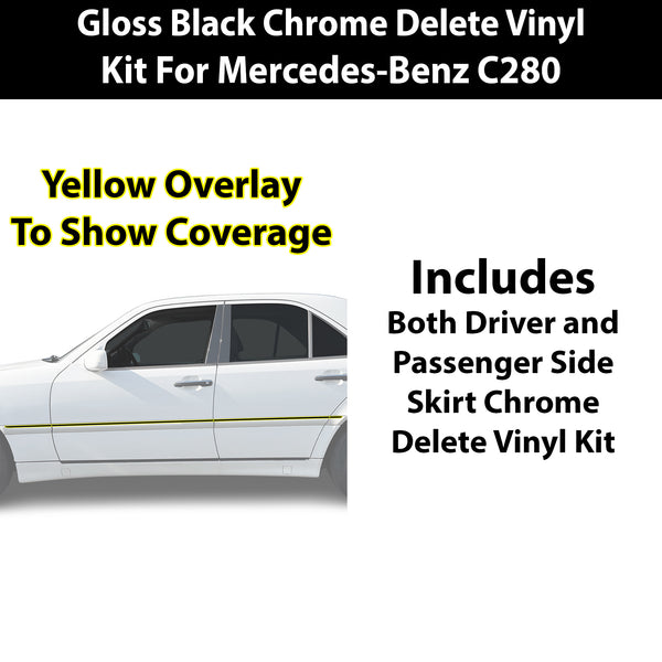 Fits Mercedes-Benz C280 1994-2000 Vinyl Chrome Delete Grille Blackout Decal Stickers Overlay Film - Bogar Tech Designs