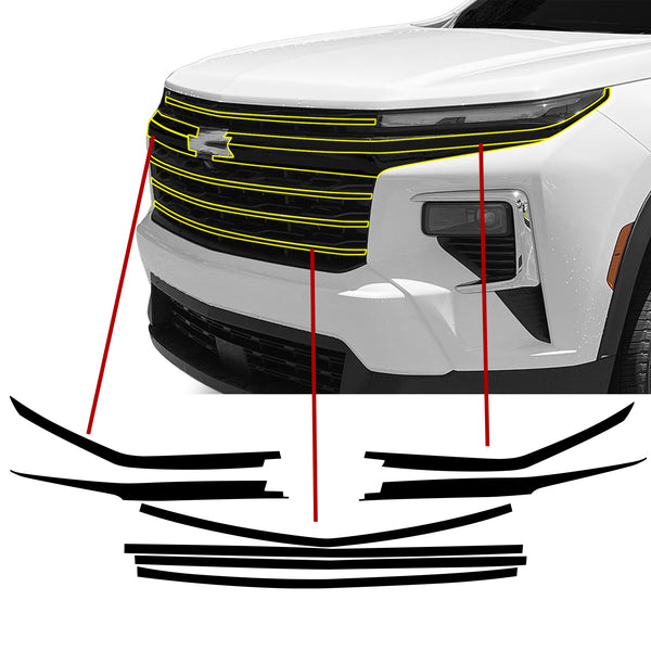 Fits Chevrolet Traverse 2024-2026 Vinyl Chrome Delete Grille Blackout Decal Stickers Overlay Film - Bogar Tech Designs