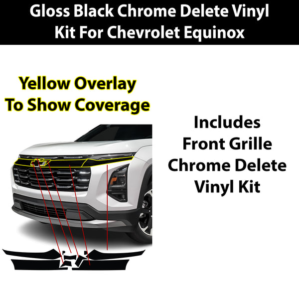 Fits Chevrolet Equinox 2025-2027 Vinyl Chrome Delete Grille Blackout Decal Stickers Overlay Film - Bogar Tech Designs