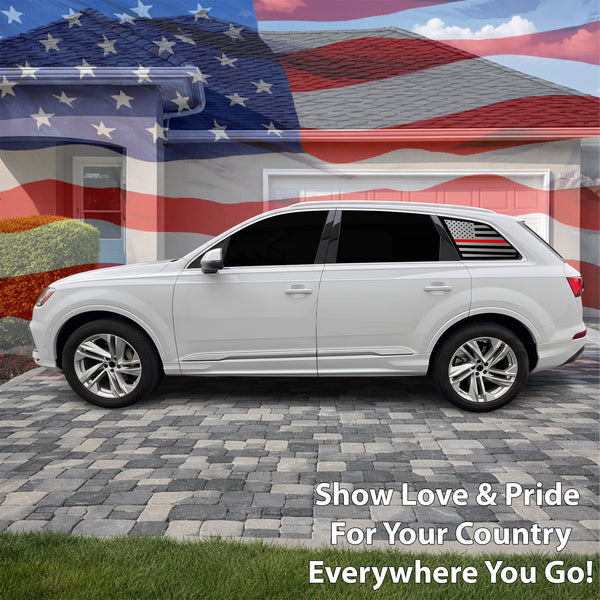 Fits Audi Q7 2017-2026 Quarter Window American Flag Vinyl Decal Stickers - Bogar Tech Designs