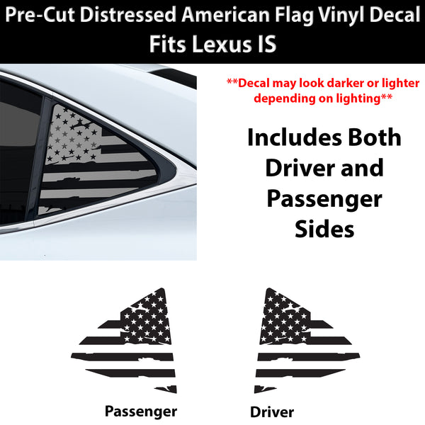 Fits Lexus IS 2017-2020 Quarter Window American Flag Vinyl Decal Stickers - Bogar Tech Designs