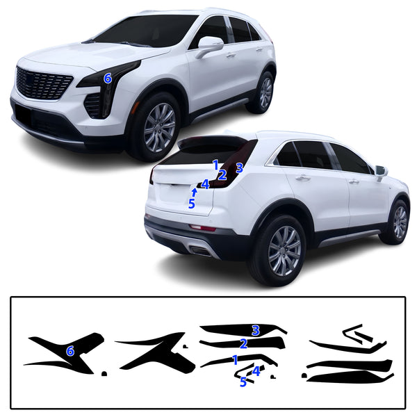 Fits Cadillac XT4 2019-2023 Full Headlight Taillight Precut Smoked PPF Tint Kit Film Overlay  - Bogar Tech Designs