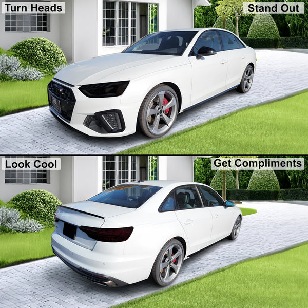 Fits Audi A4 2020-2025 Full Headlight Taillight Precut Smoked PPF Tint Kit Film Overlay  - Bogar Tech Designs