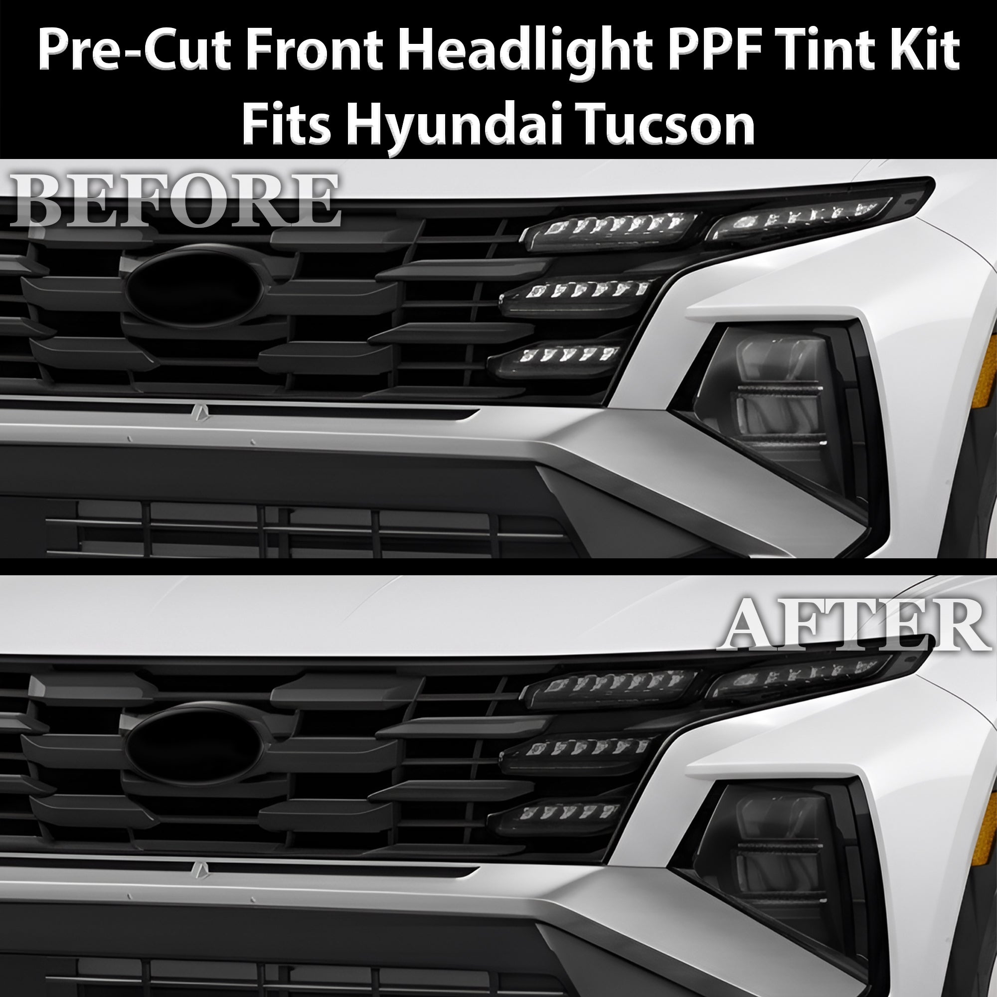 Fits Hyundai Tucson 2025-2026 Full Headlight Taillight Precut Smoked PPF Tint Kit Film Overlay  - Bogar Tech Designs