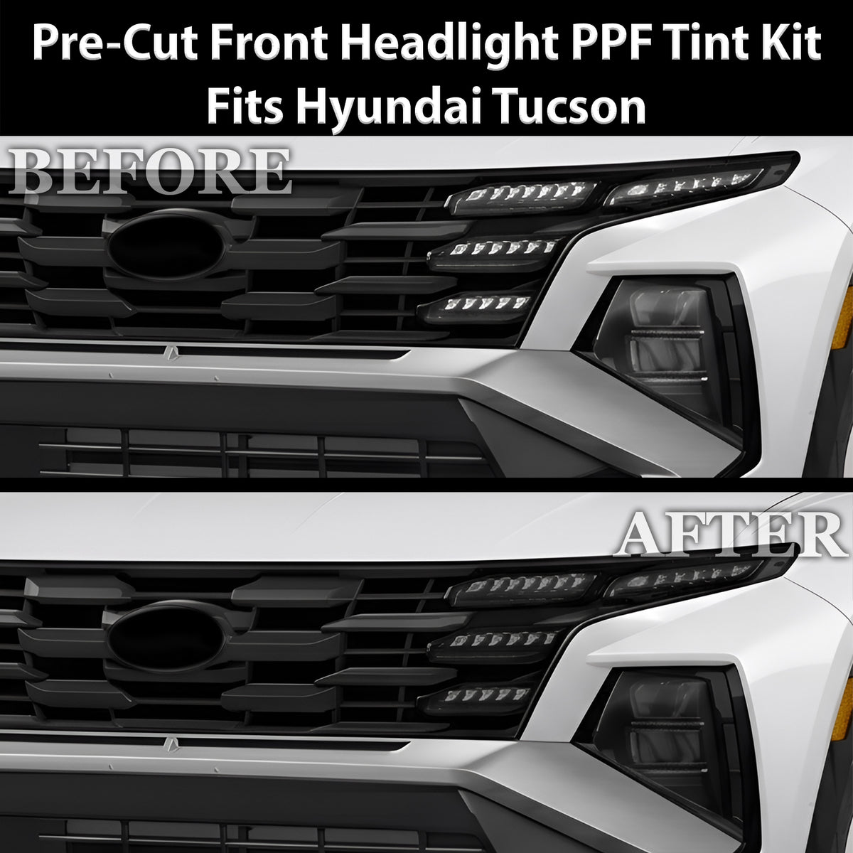 Fits Hyundai Tucson 2025-2026 Full Headlight Taillight Precut Smoked PPF Tint Kit Film Overlay  - Bogar Tech Designs
