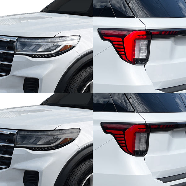 Fits Ford Explorer 2025-2026 Full Headlight Taillight Precut Smoked PPF Tint Kit Film Overlay  - Bogar Tech Designs