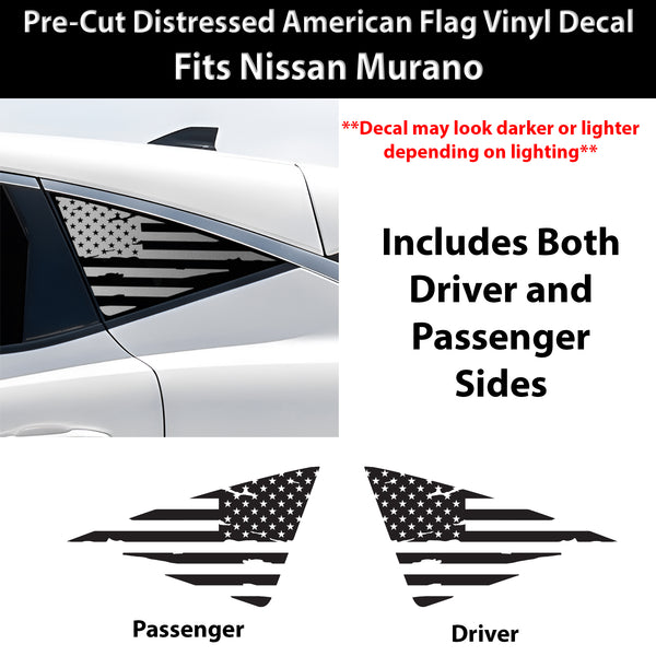 Fits Nissan Murano 2025-2026 Quarter Window American Flag Vinyl Decal Stickers - Bogar Tech Designs