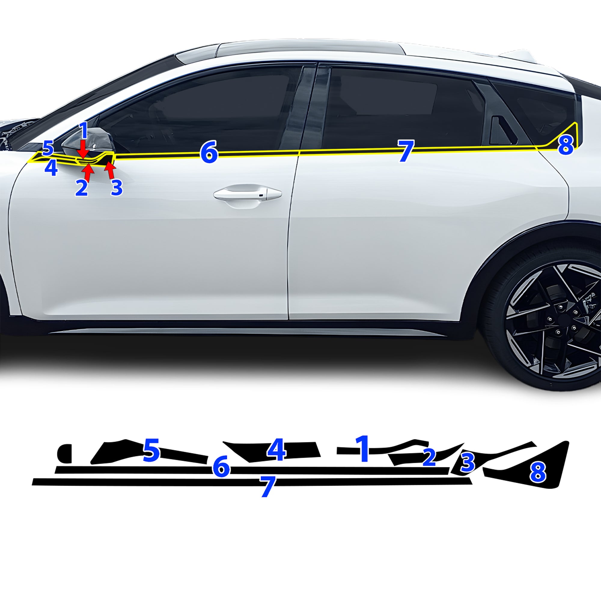 Fits Kia K4 GT-Line 2024-2026 Vinyl Chrome Delete Grille Blackout Decal Stickers Overlay Film - Bogar Tech Designs