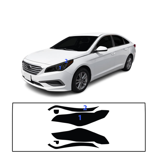 Fits Hyundai Sonata 2015-2017 Full Headlight Taillight Precut Smoked PPF Tint Kit Film Overlay  - Bogar Tech Designs