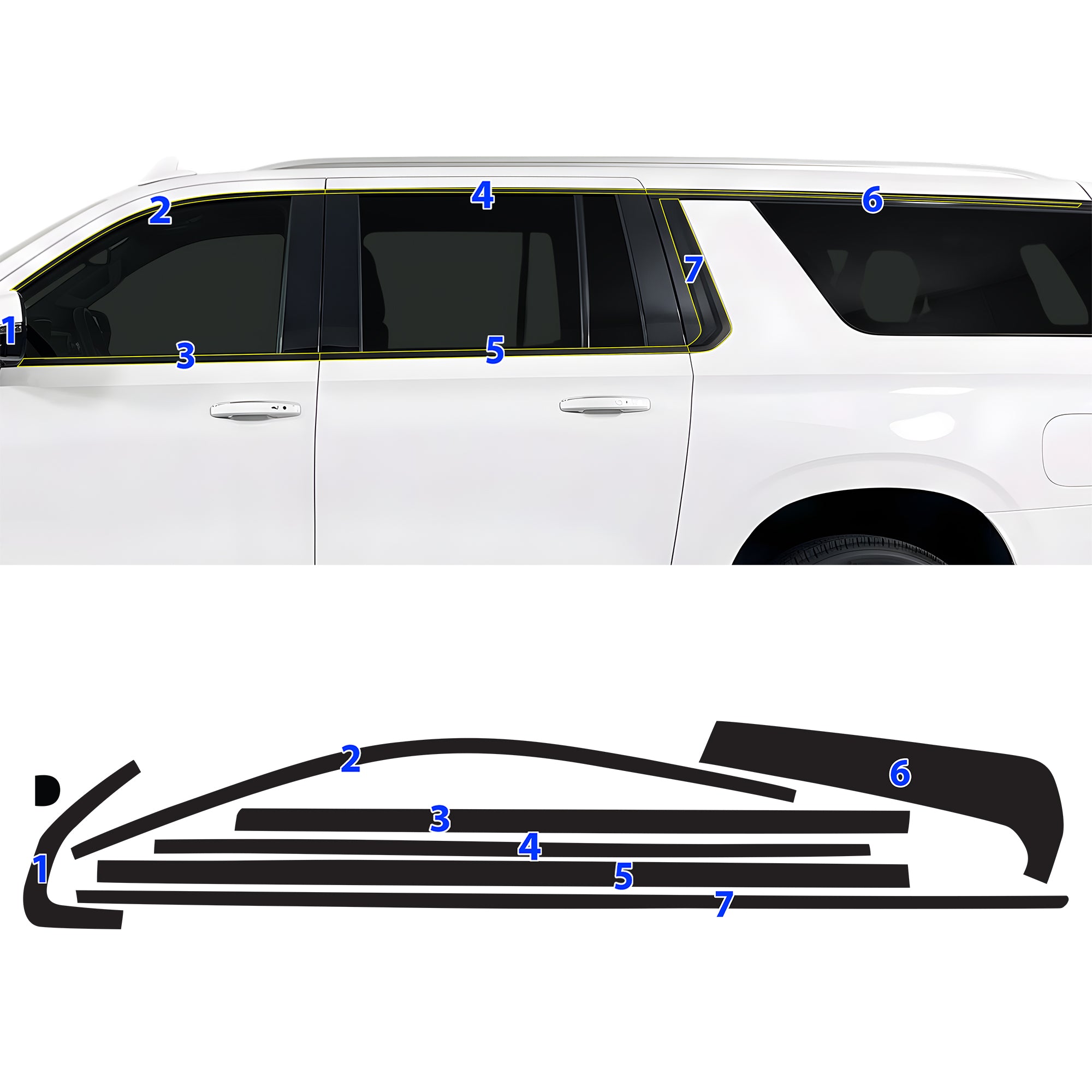 Fits GMC Yukon XL 2025-2026 Vinyl Chrome Delete Grille Blackout Decal Stickers Overlay Film - Bogar Tech Designs
