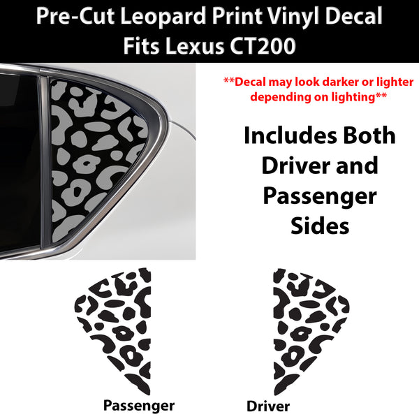 Fits Lexus CT200 2011-2018 Animal Leopard Cheetah Cow Window Vinyl Decal Stickers - Bogar Tech Designs