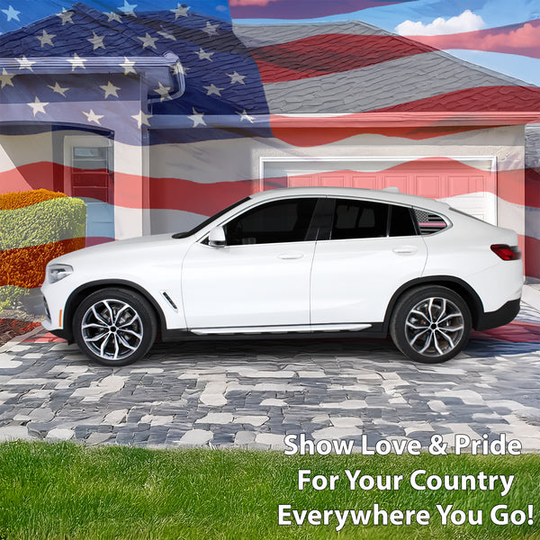 Fits BMW X4 2019-2026 Quarter Window American Flag Vinyl Decal Stickers - Bogar Tech Designs