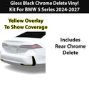 Fits BMW 5 Series 2024-2027 Vinyl Chrome Delete Grille Blackout Decal Stickers Overlay Film - Bogar Tech Designs
