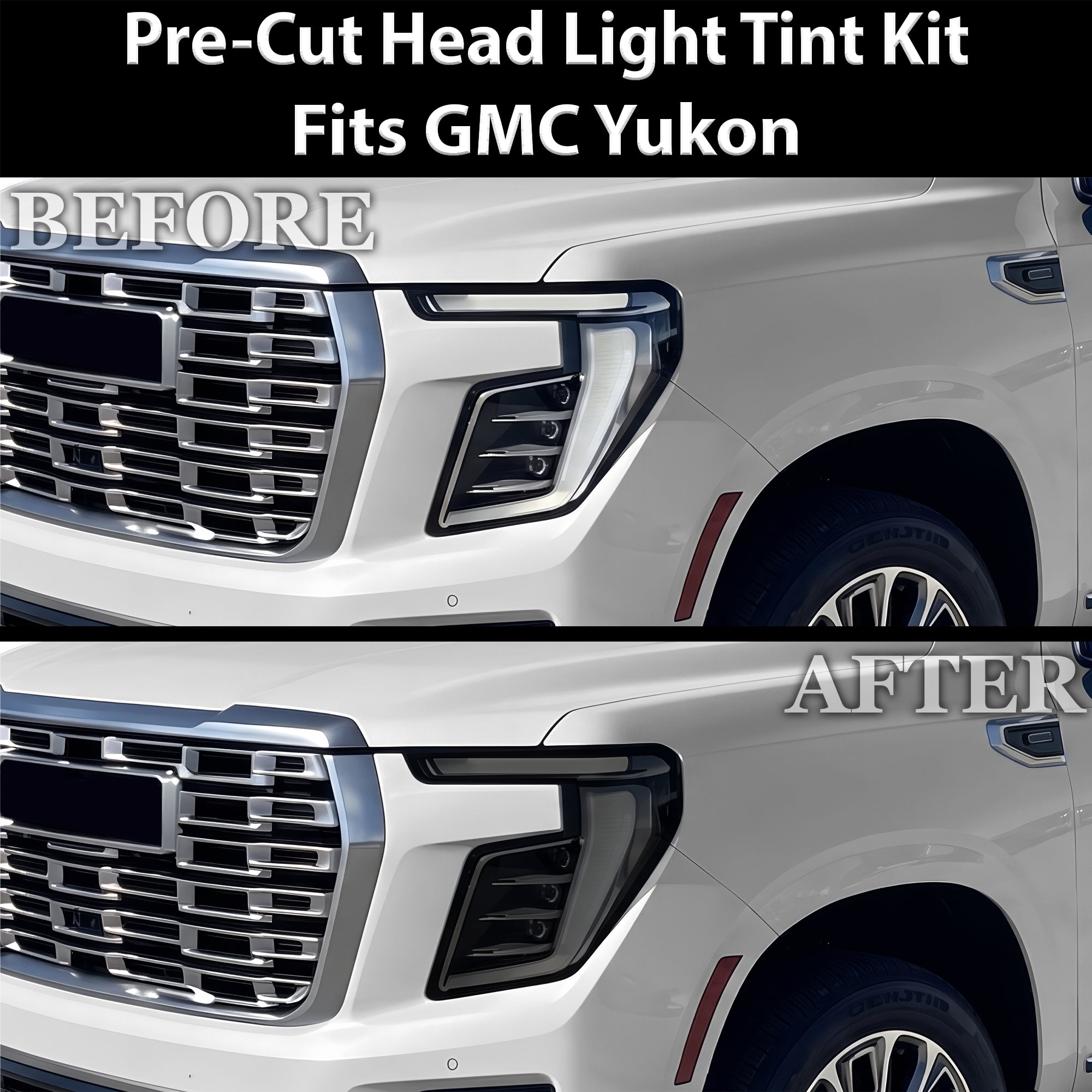Fits GMC Yukon 2025-2027 Full Headlight Taillight Precut Smoked PPF Tint Kit Film Overlay  - Bogar Tech Designs