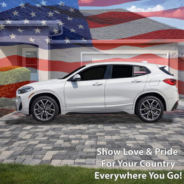 Fits BMW X2 2018-2023 Quarter Window American Flag Vinyl Decal Stickers - Bogar Tech Designs