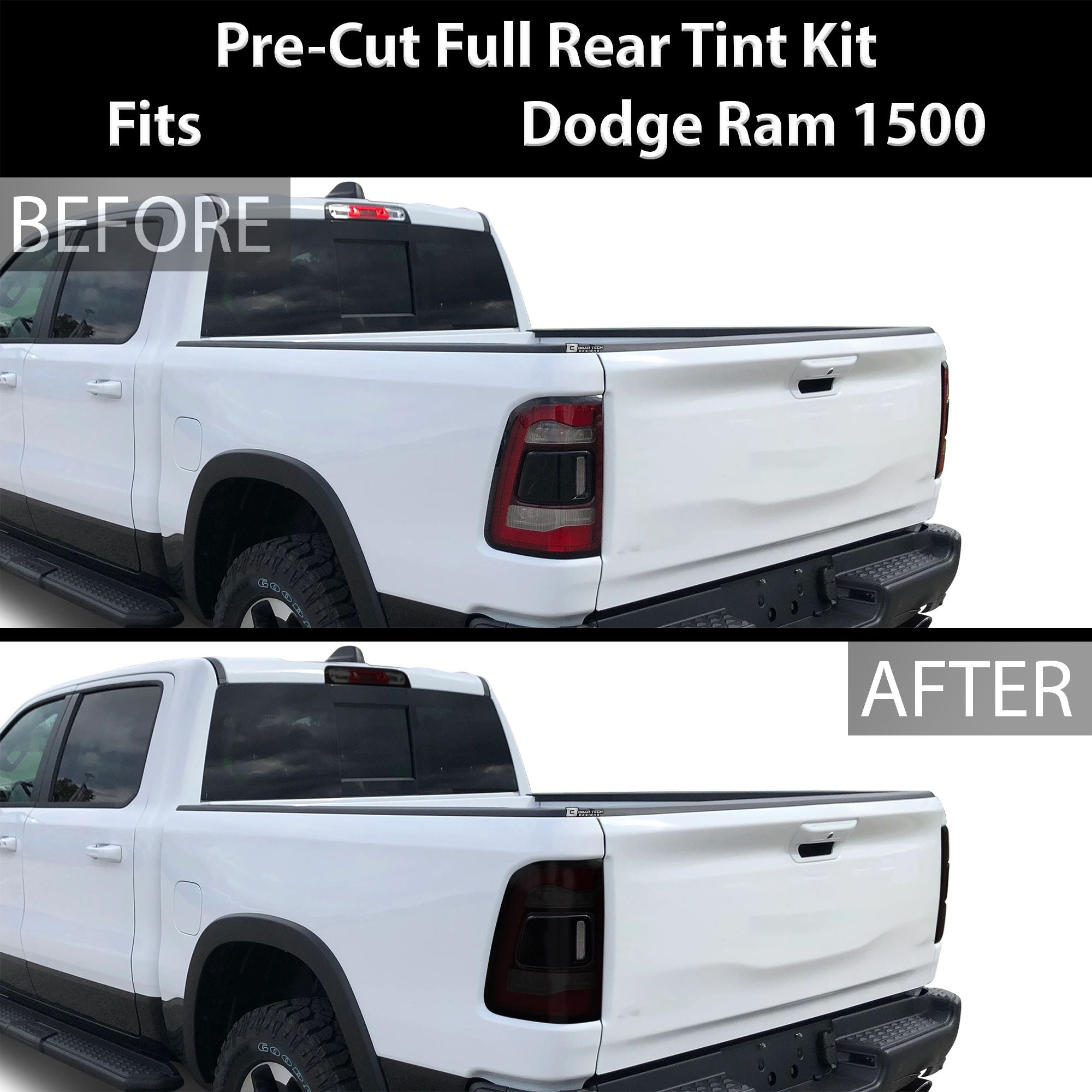 Complete Full Headlight Taillight Precut Overlay Tint Kit with Tools Fits Dodge Ram 2019 - 2024 - Bogar Tech Designs