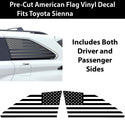 American Flag Window Vinyl Decal Stickers Fits Toyota Sienna 2021 - 2025 - Bogar Tech Designs