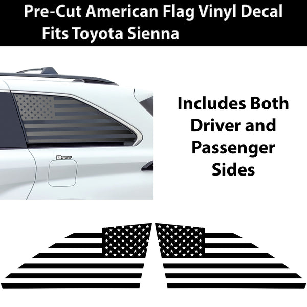 American Flag Window Vinyl Decal Stickers Fits Toyota Sienna 2021 - 2025 - Bogar Tech Designs