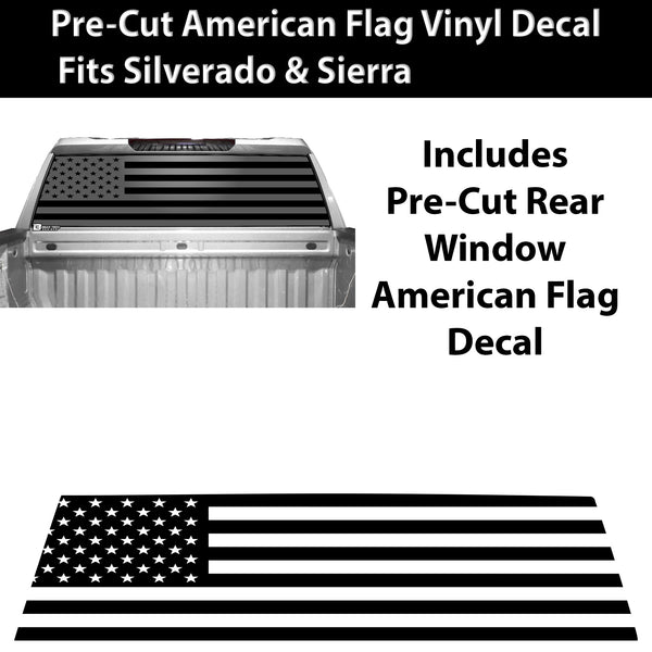 American Flag Rear Window Vinyl Decal Stickers Fits Chevy Silverado GMC Sierra 2019-2025
