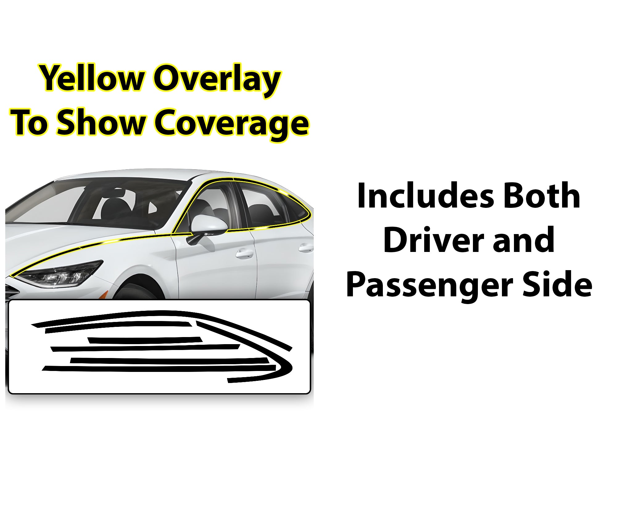 Side Window Grille Vinyl Chrome Delete Trim Blackout Decal Stickers Overlay Film Fits Hyundai Sonata 2020 - 2025 - Bogar Tech Designs