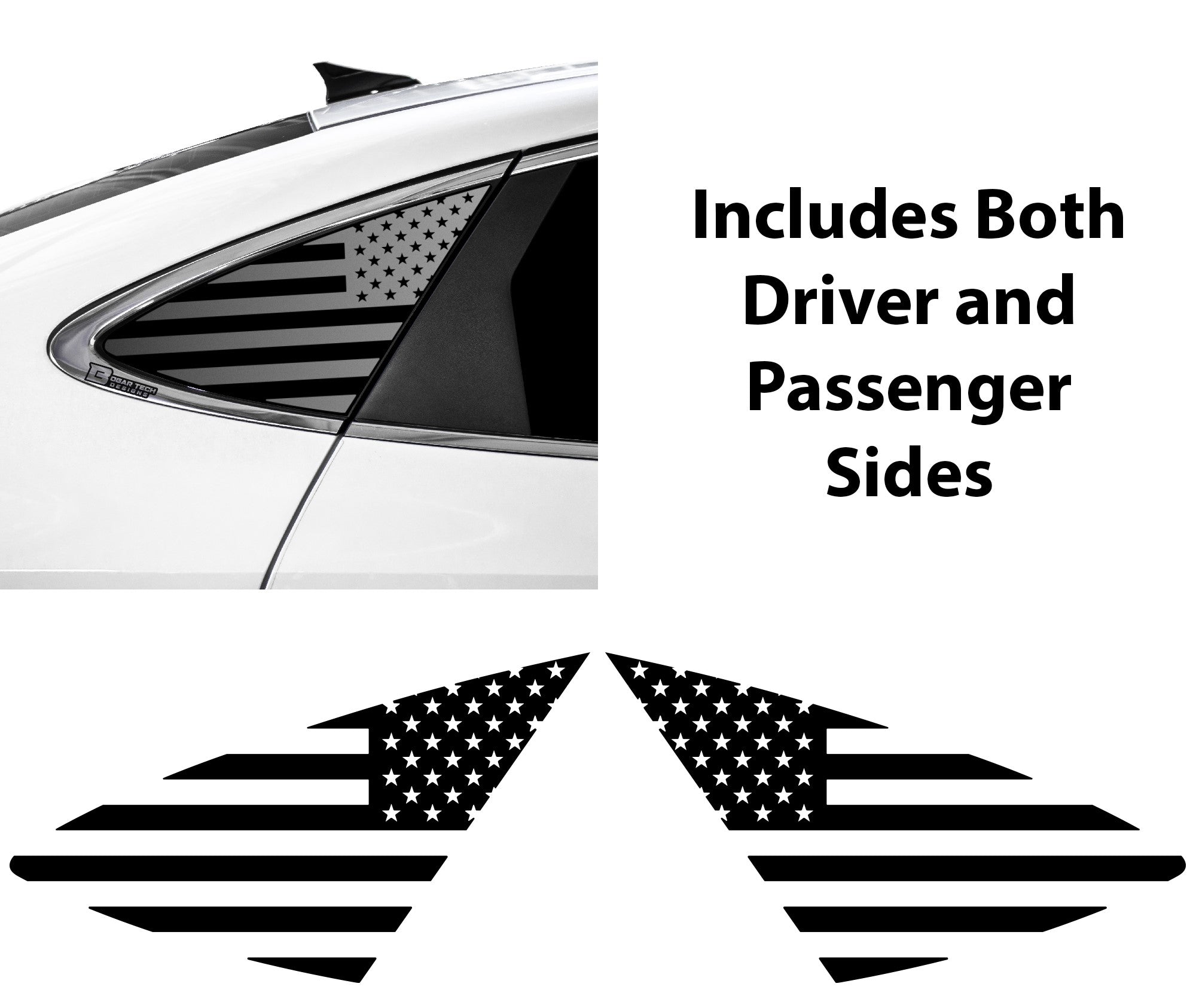 Quarter Window American Flag Vinyl Decal Stickers Fits Hyundai Sonata 2020 - 2025 - Bogar Tech Designs
