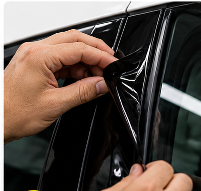 Applying pre-cut chrome delete vinyl to vehicle trim