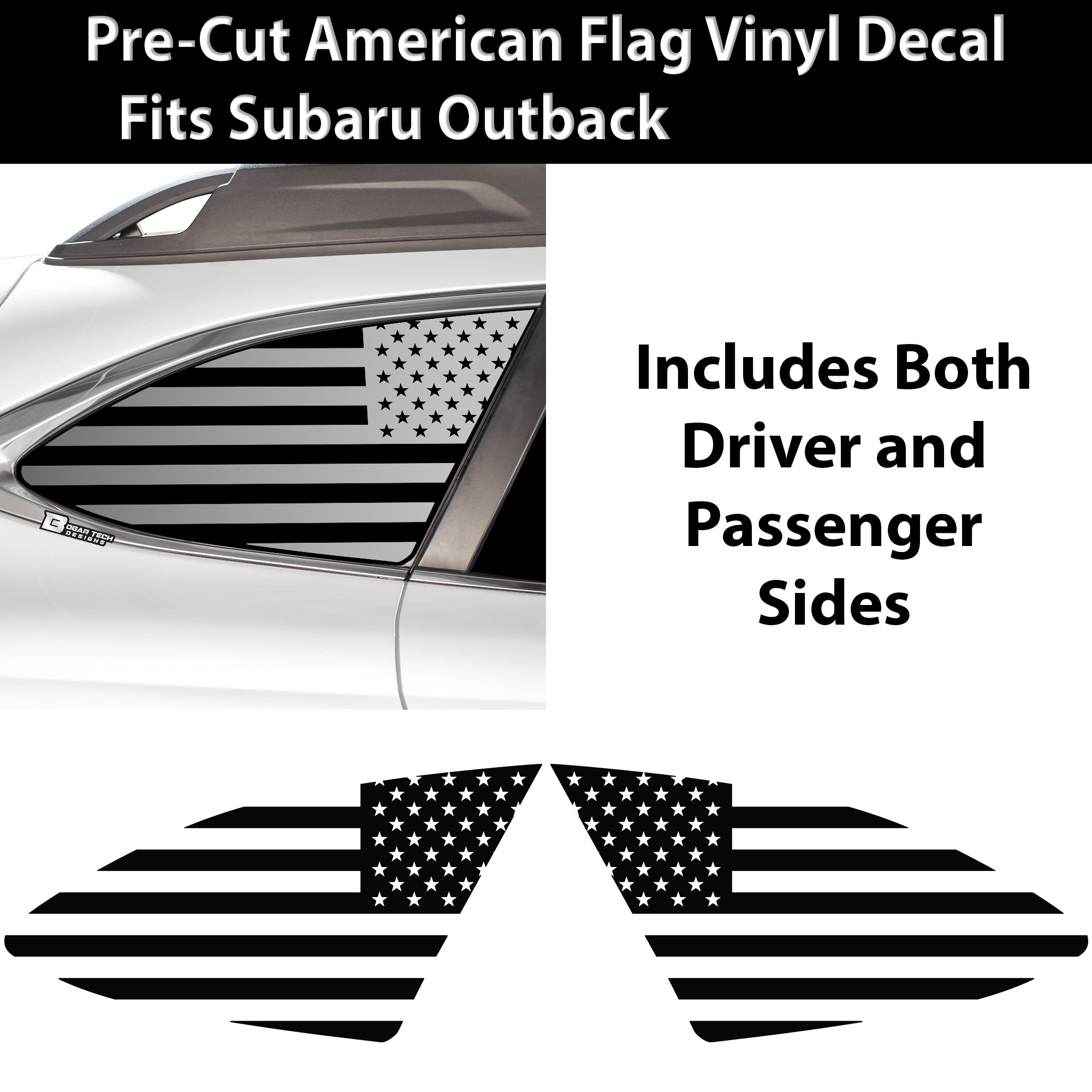 Quarter Window American Flag Vinyl Decal Stickers Fits Subaru Outback 2020 - 2025 - Bogar Tech Designs