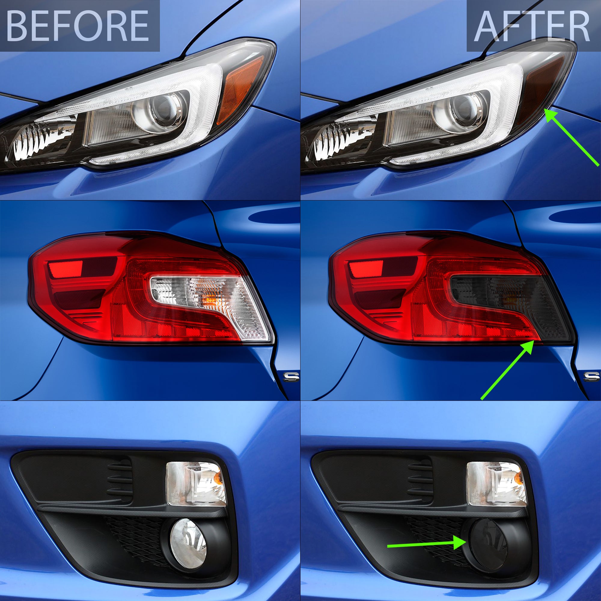 Fog Tail Light Amber Delete Tint Kit Overlay Film Fits Subaru WRX/STI 2015 - 2021 - Bogar Tech Designs