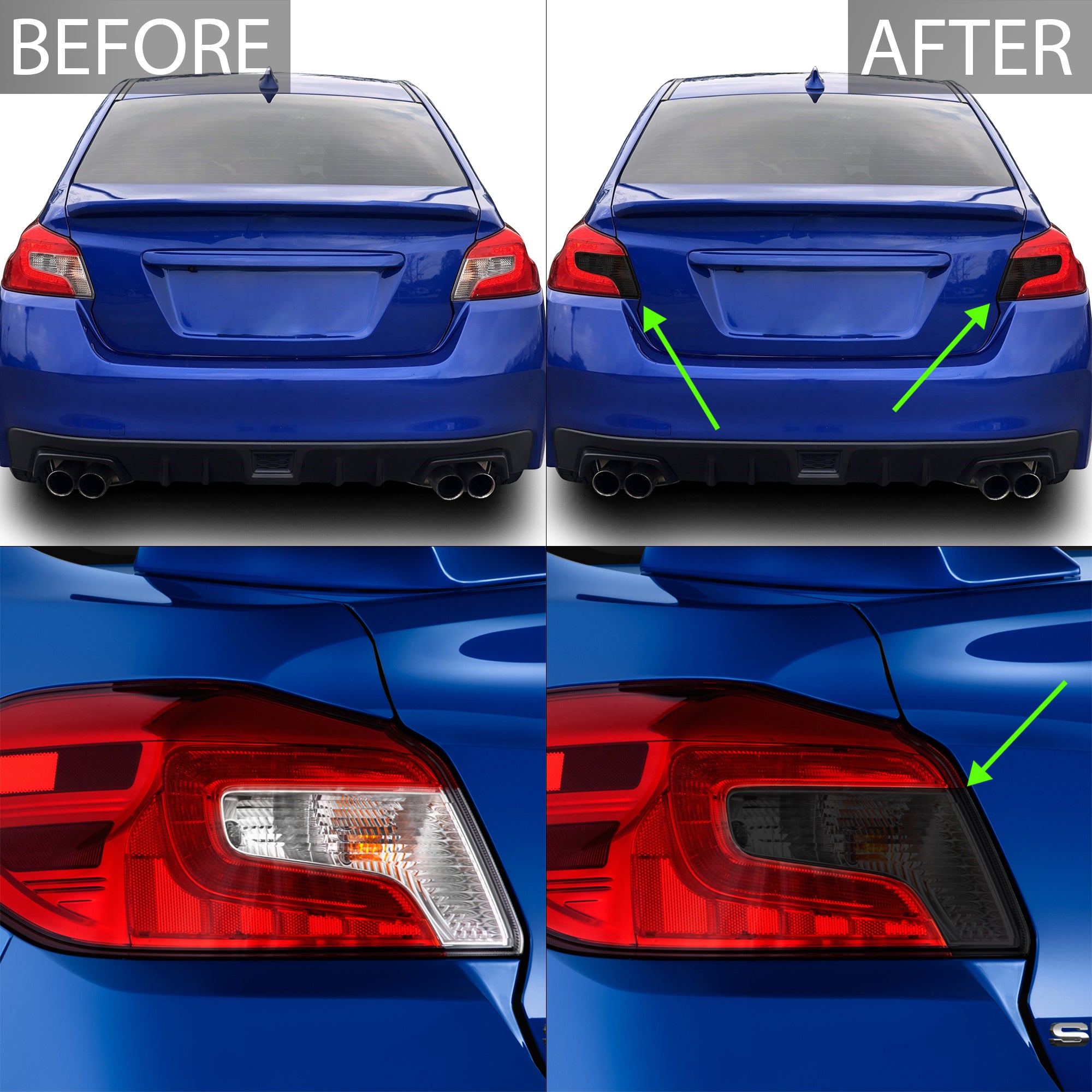 Fog Tail Light Amber Delete Tint Kit Overlay Film Fits Subaru WRX/STI 2015 - 2021 - Bogar Tech Designs
