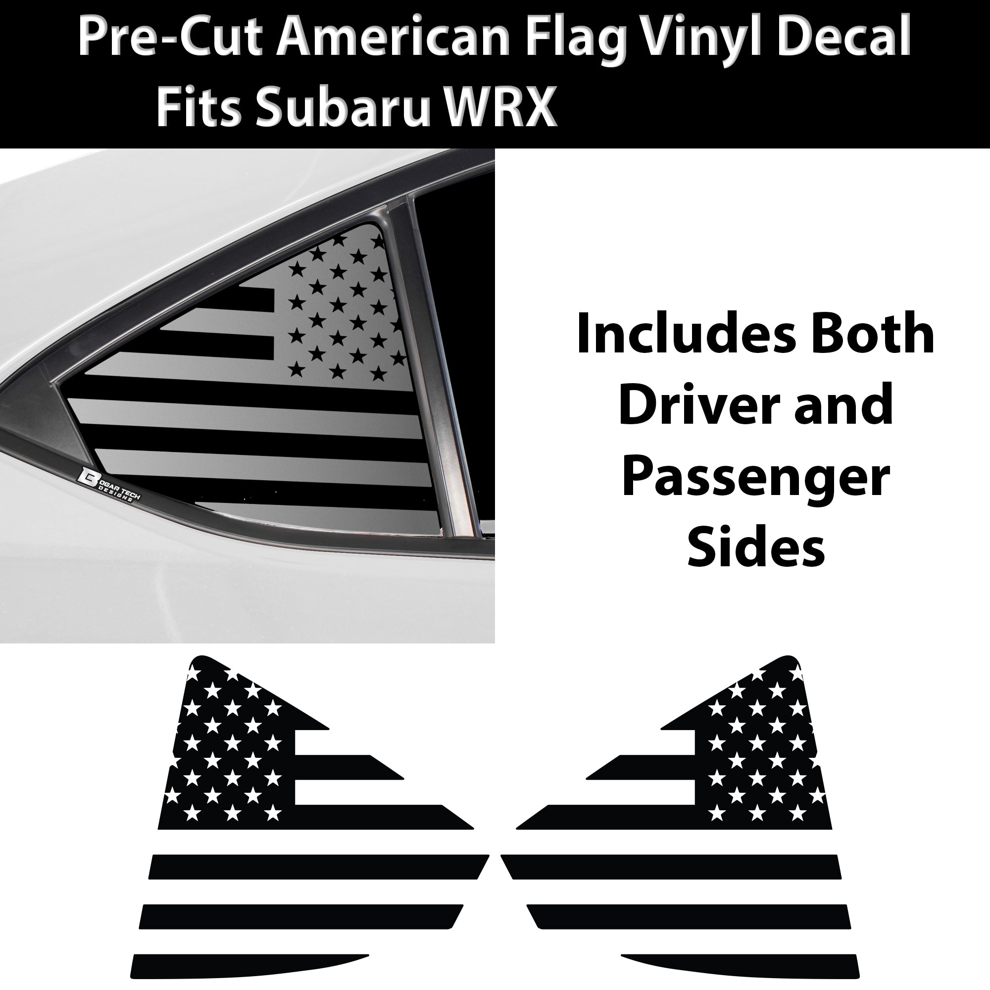 Quarter Window American Flag Vinyl Decal Stickers Fits Subaru WRX 2022 - 2025 - Bogar Tech Designs