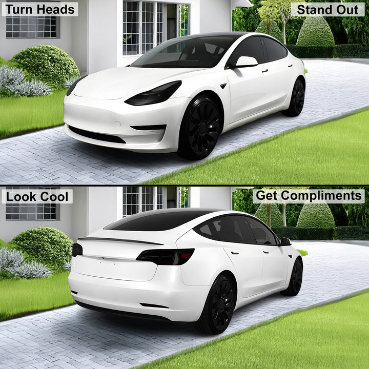 Head Tail Light Markers Reflectors Precut Smoke Tint Overlay Fits Tesla Model 3 2017 - 2023 - Bogar Tech Designs