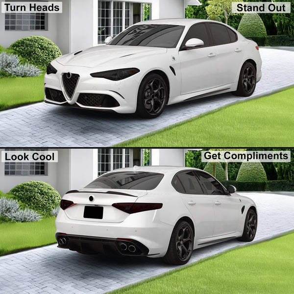 Full Headlight Taillight Precut Smoked PPF Tint Kit Film Overlay Fits Alfa Rome Giulia 2016 - 2025 - Bogar Tech Designs