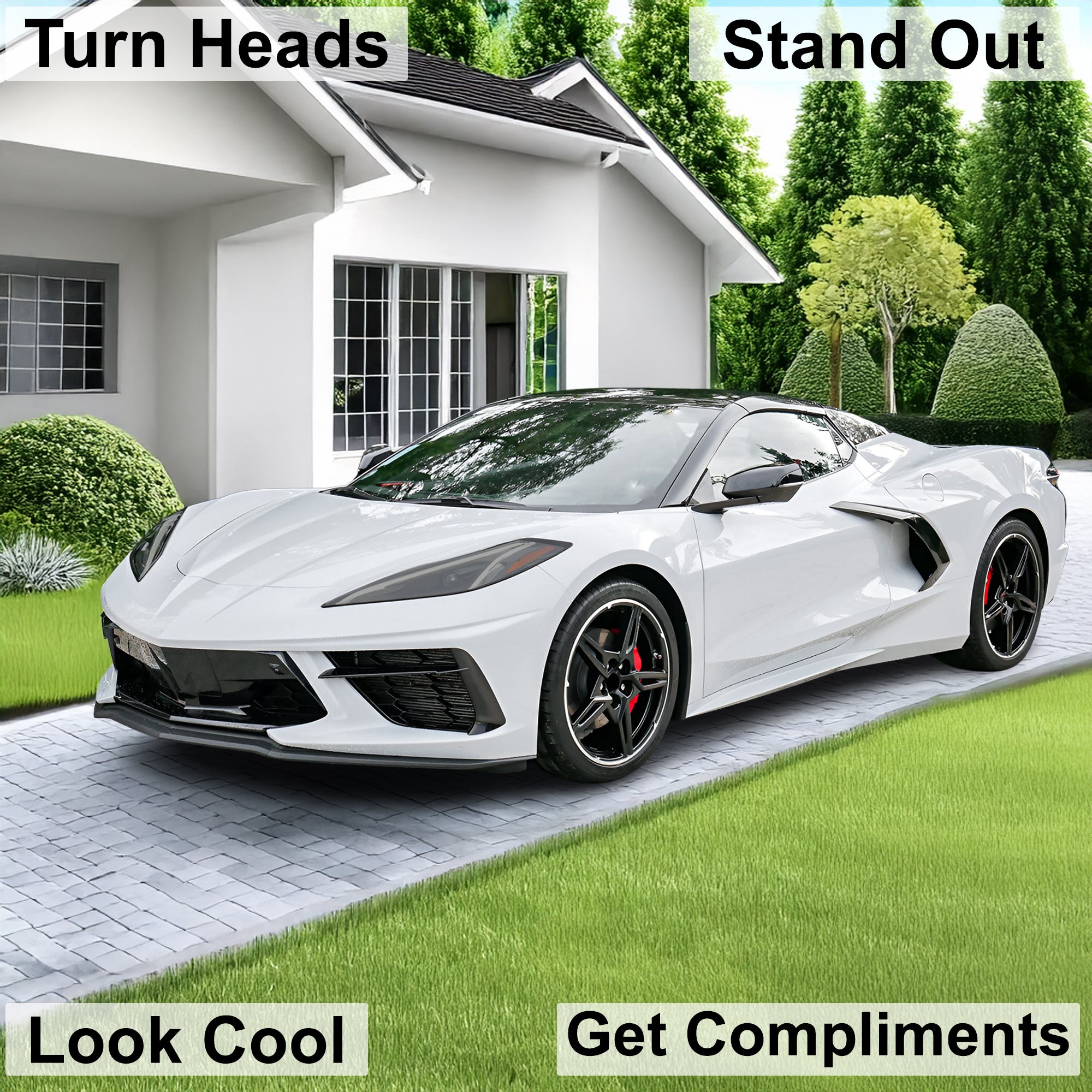 Full Headlight Taillight Precut Smoked PPF Tint Kit Film Overlay Fits Chevy Corvette C8 2020 - 2025 - Bogar Tech Designs