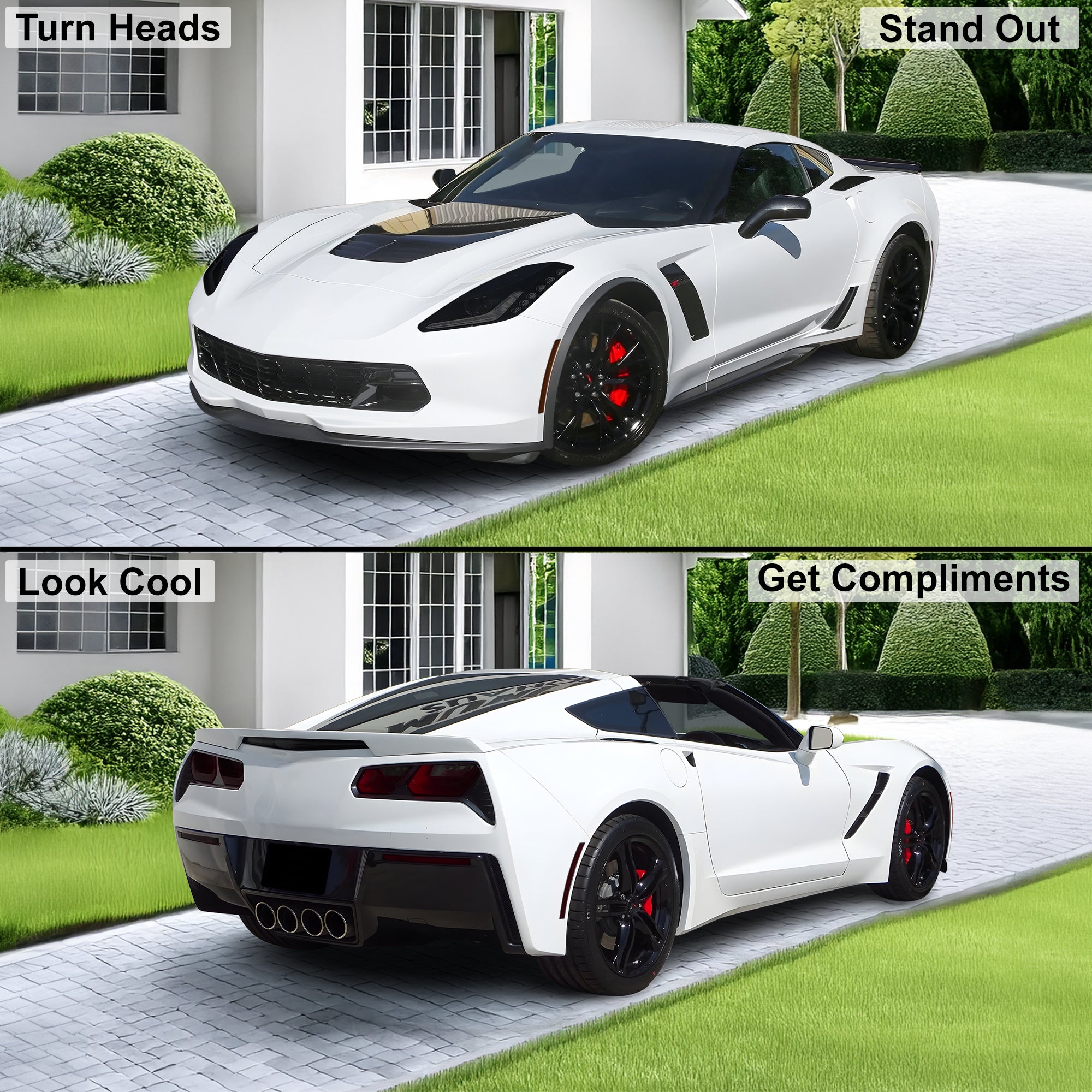 Full Headlight Taillight Precut Smoked PPF Tint Kit Film Overlay Fits Chevy Corvette C7 2014 - 2019 - Bogar Tech Designs
