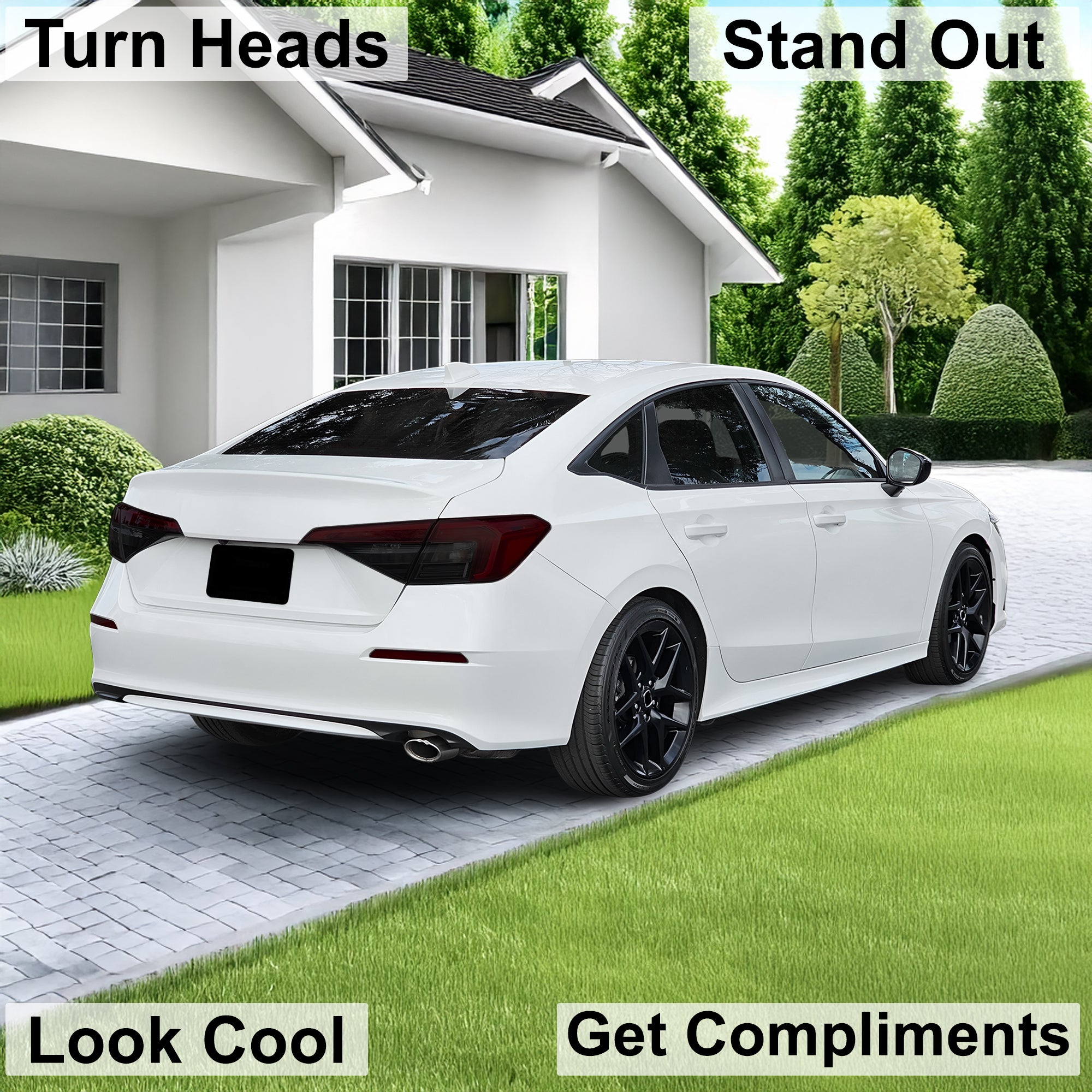 HeadLight Reverse Light Reflector Taillight Smoke Tint Overlay Fits Honda Civic Sedan Hatchback 2022 - 2025 - Bogar Tech Designs