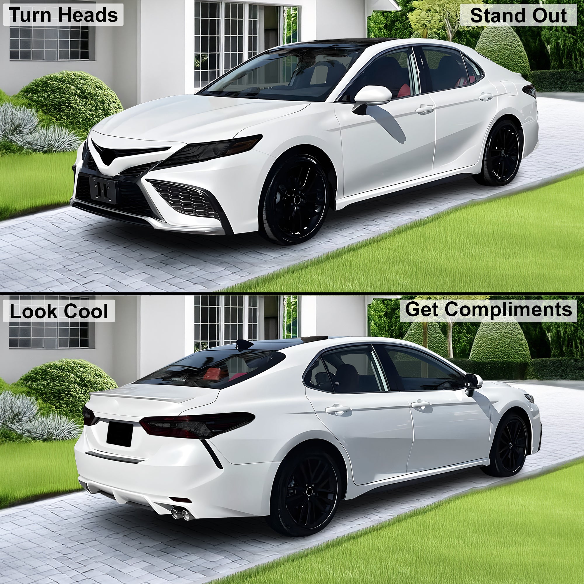 Complete Full Headlight Taillight Precut Overlay Tint Kit with Tools Fits Toyota Camry 2018 - 2024 - Bogar Tech Designs