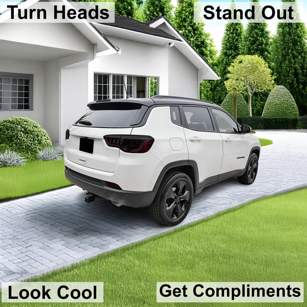 Full Headlight Taillight Precut Smoked PPF Tint Kit Film Overlay Fits Jeep Compass 2018 - 2025 - Bogar Tech Designs