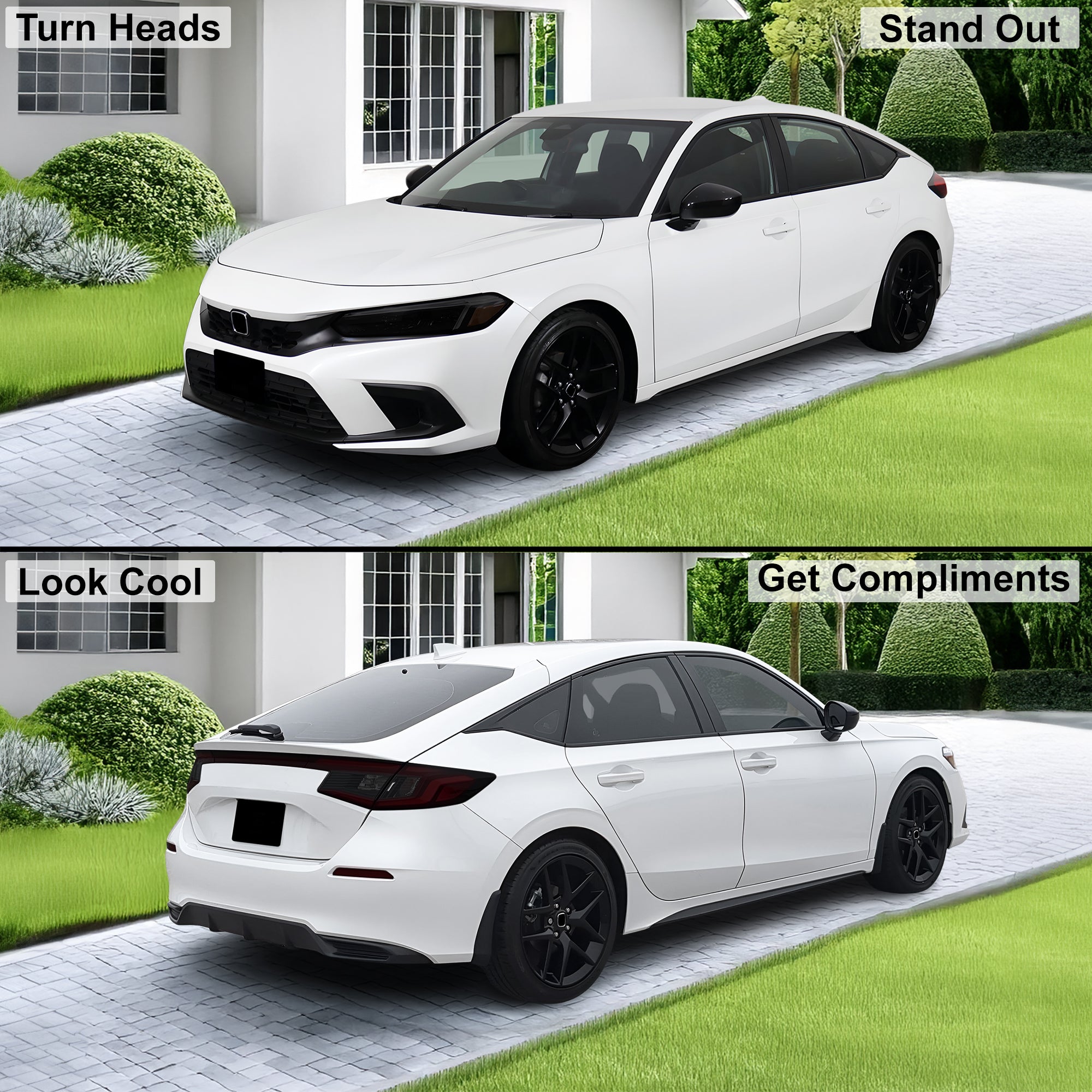 HeadLight Reverse Light Reflector Taillight Smoke Tint Overlay Fits Honda Civic Sedan Hatchback 2022 - 2025 - Bogar Tech Designs