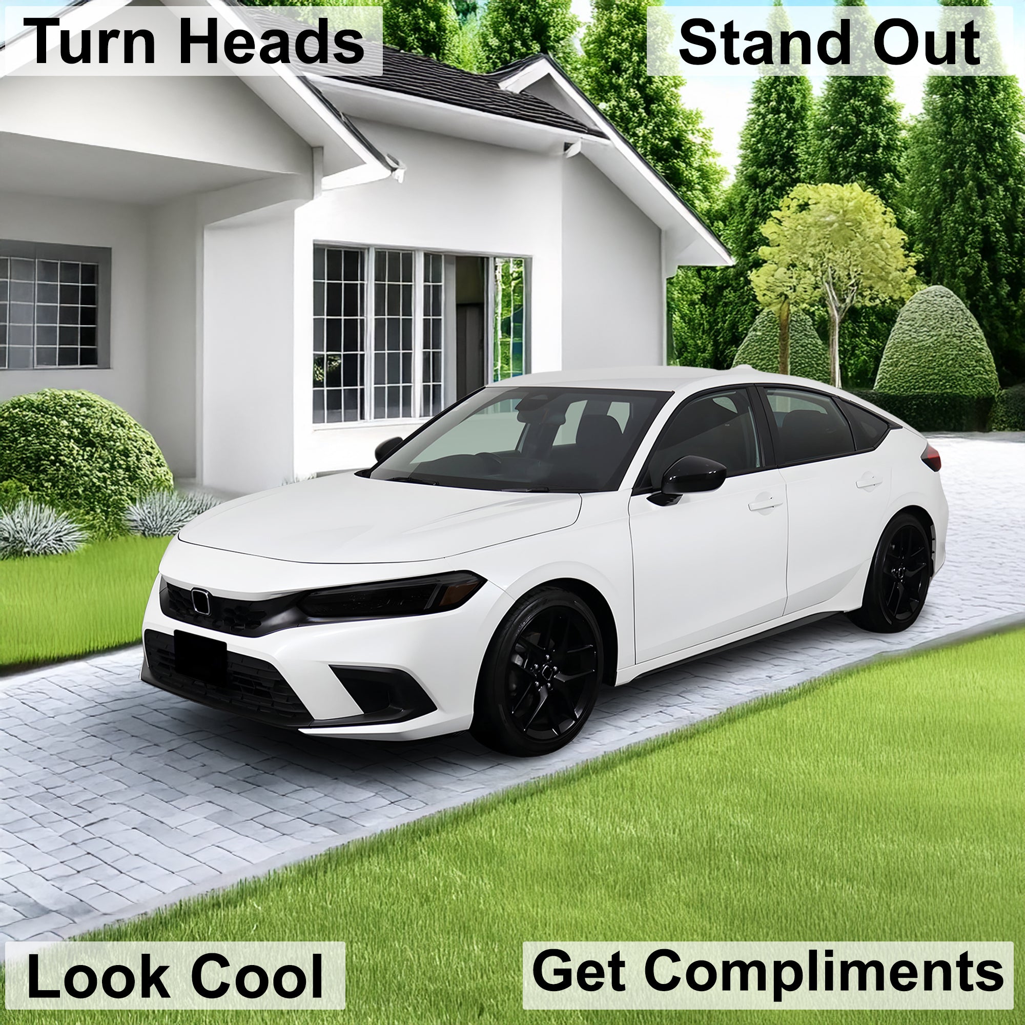 HeadLight Reverse Light Reflector Taillight Smoke Tint Overlay Fits Honda Civic Sedan Hatchback 2022 - 2025 - Bogar Tech Designs