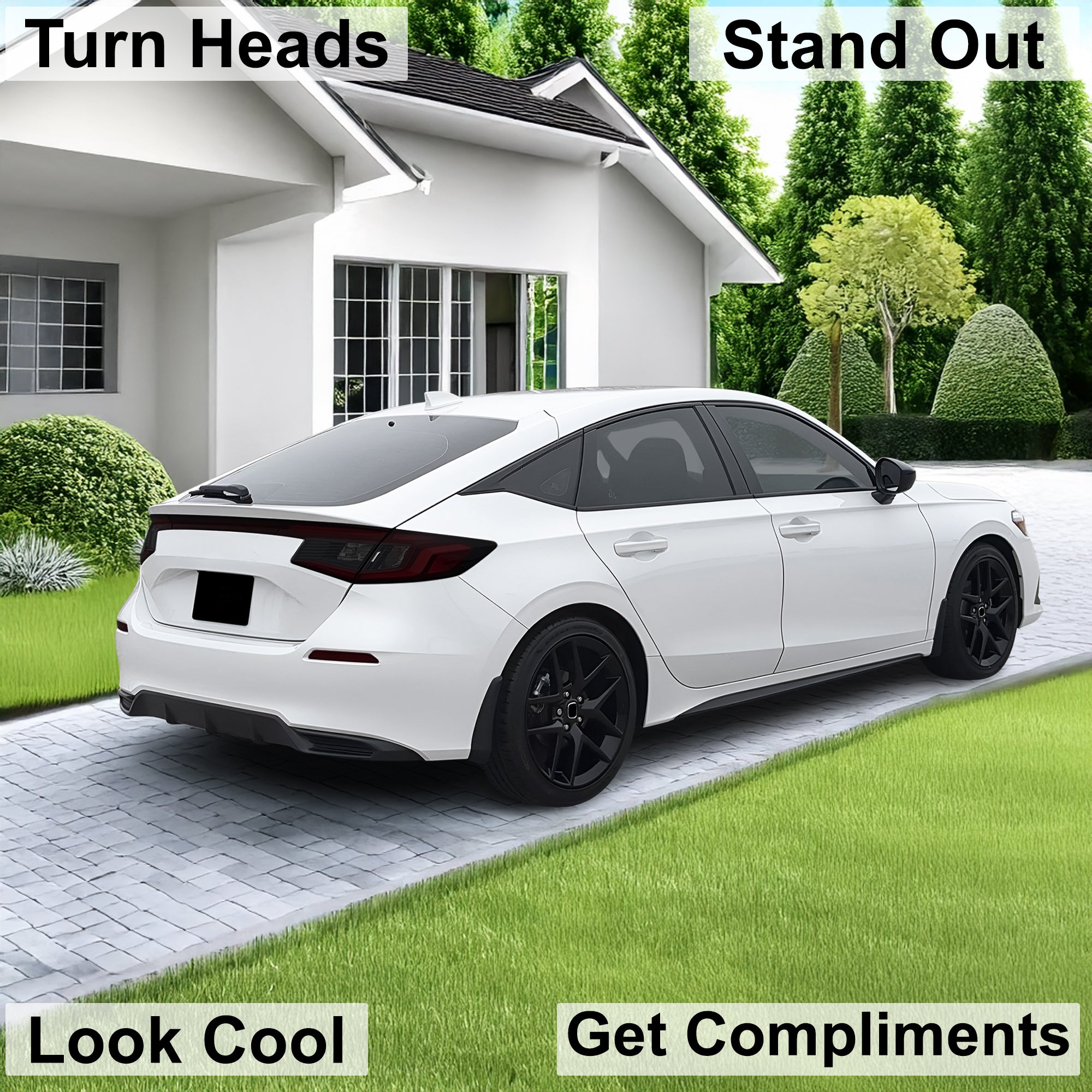 HeadLight Reverse Light Reflector Taillight Smoke Tint Overlay Fits Honda Civic Sedan Hatchback 2022 - 2025 - Bogar Tech Designs
