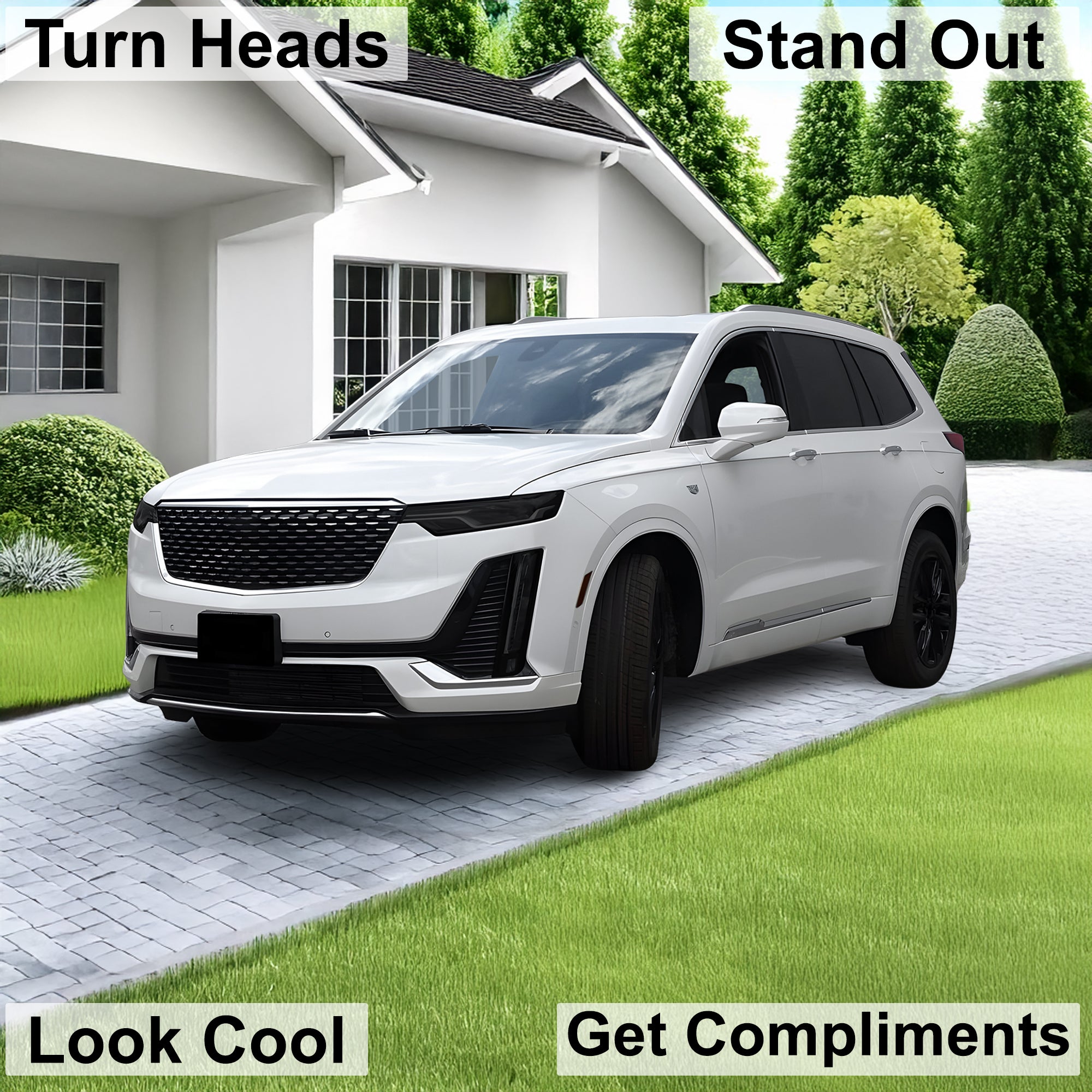 Full Headlight Taillight Precut Smoked PPF Tint Kit Film Overlay Fits Cadillac XT6 2020 - 2025 - Bogar Tech Designs