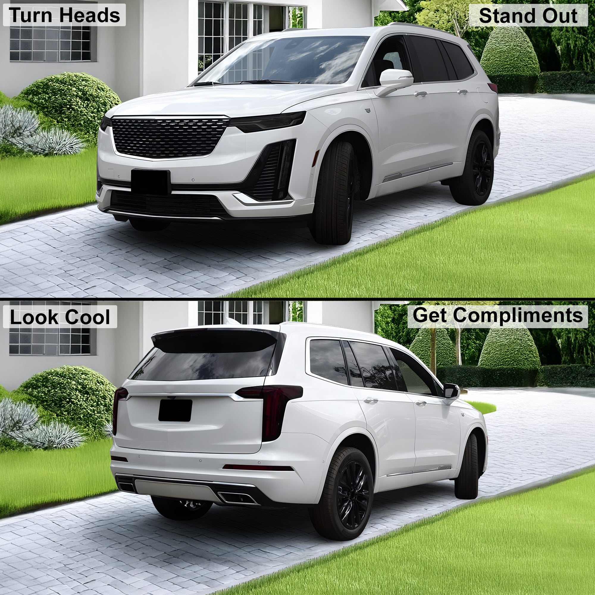 Full Headlight Taillight Precut Smoked PPF Tint Kit Film Overlay Fits Cadillac XT6 2020 - 2025 - Bogar Tech Designs