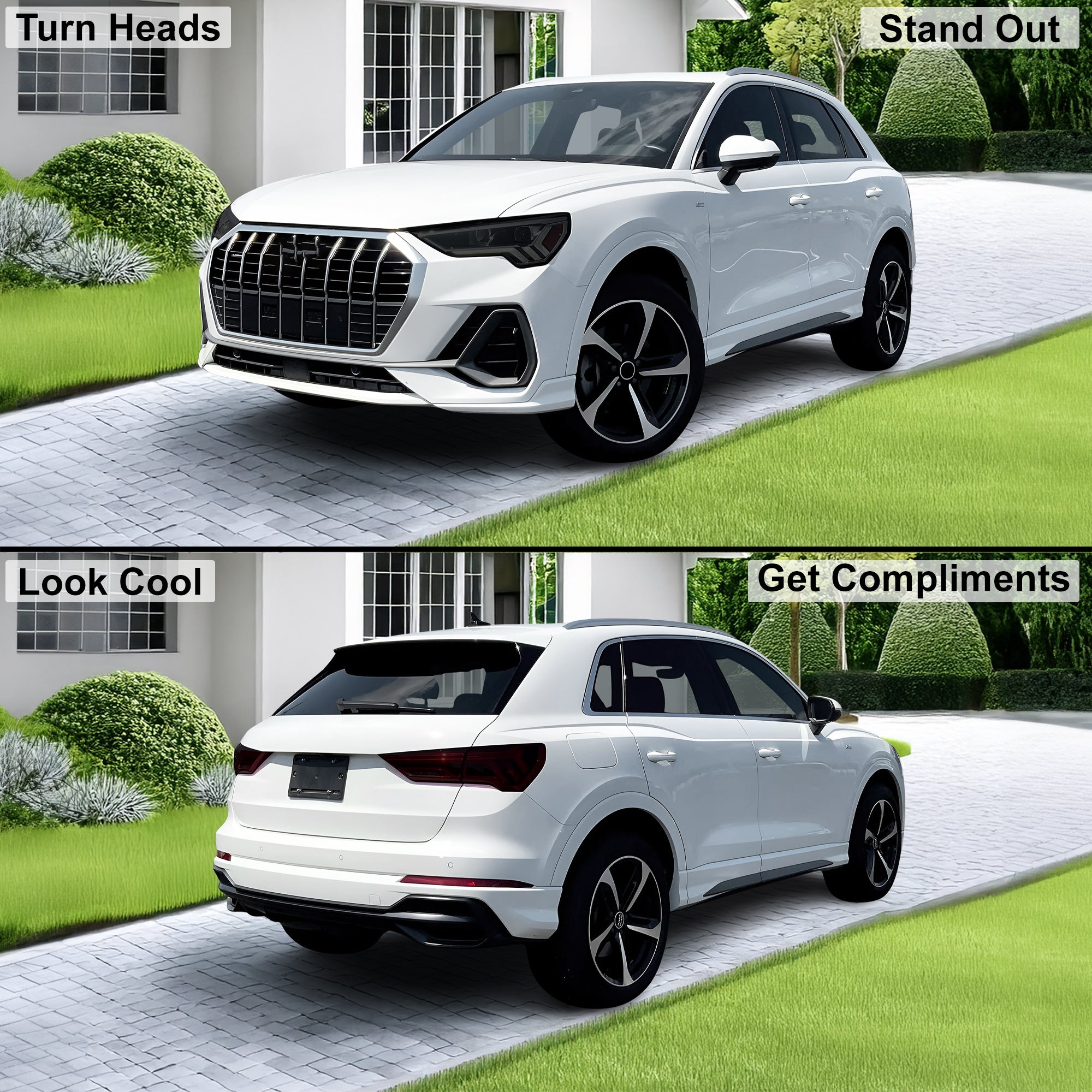 Audi Q3 2019–2025 Dark Smoke Headlight & Taillight Tint Kit – Precut Vinyl Lens Overlays