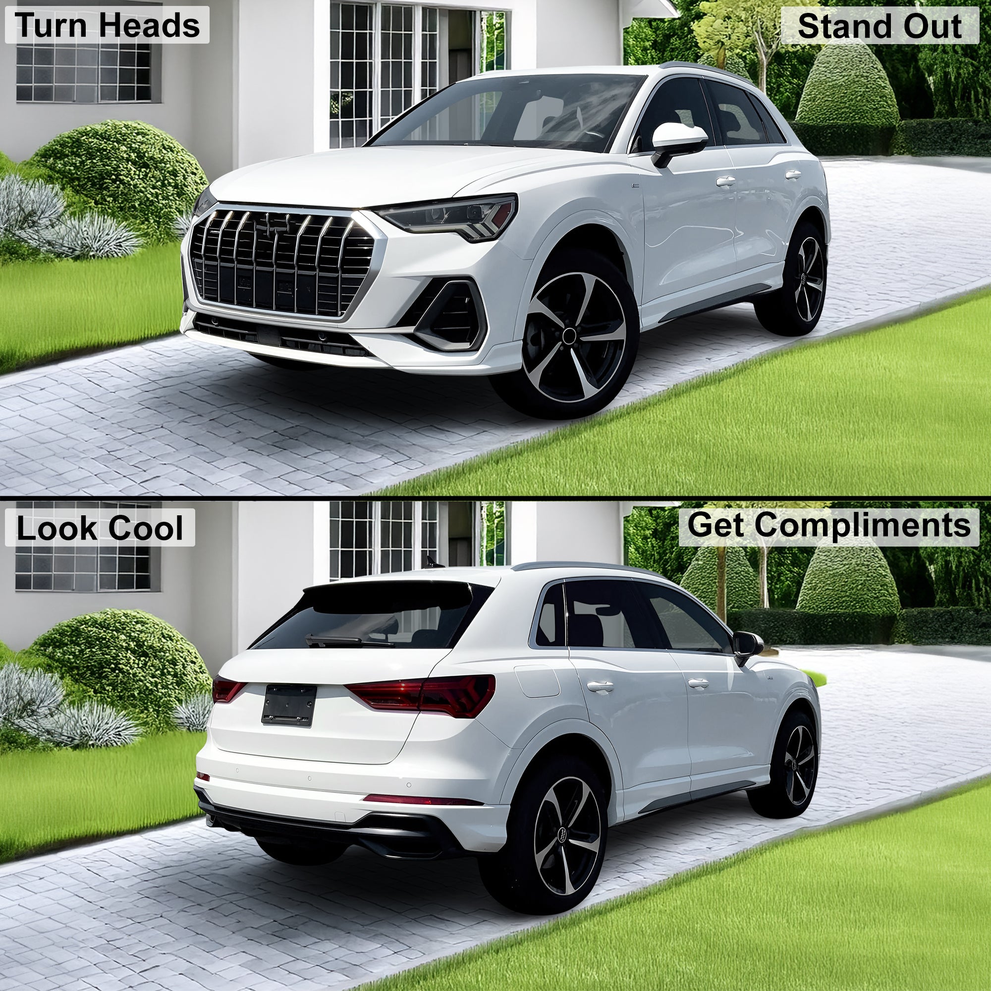 Audi Q3 2019–2025 Dark Smoke Headlight & Taillight Tint Kit – Precut Vinyl Lens Overlays