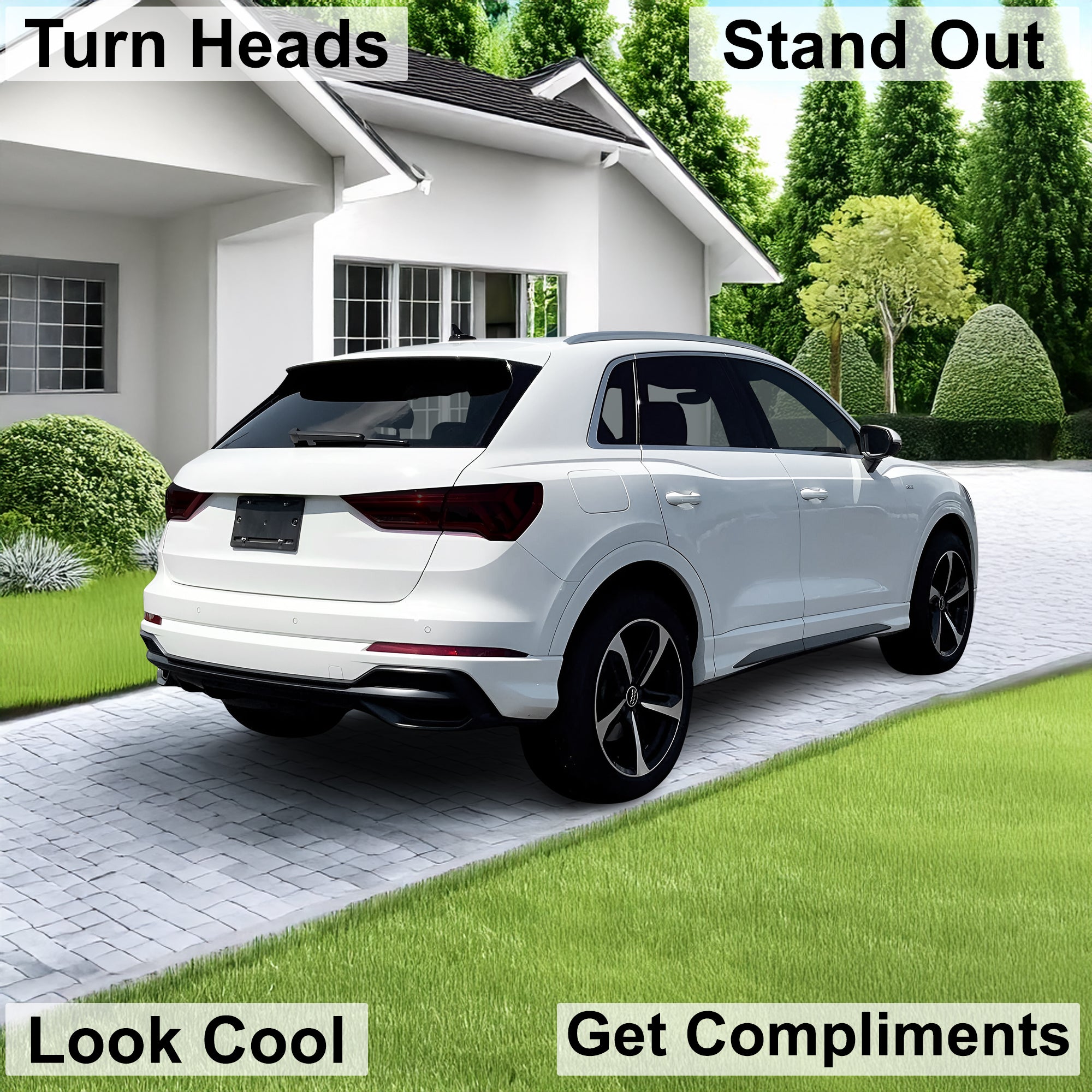 Audi Q3 2019–2025 Dark Smoke Headlight & Taillight Tint Kit – Precut Vinyl Lens Overlays