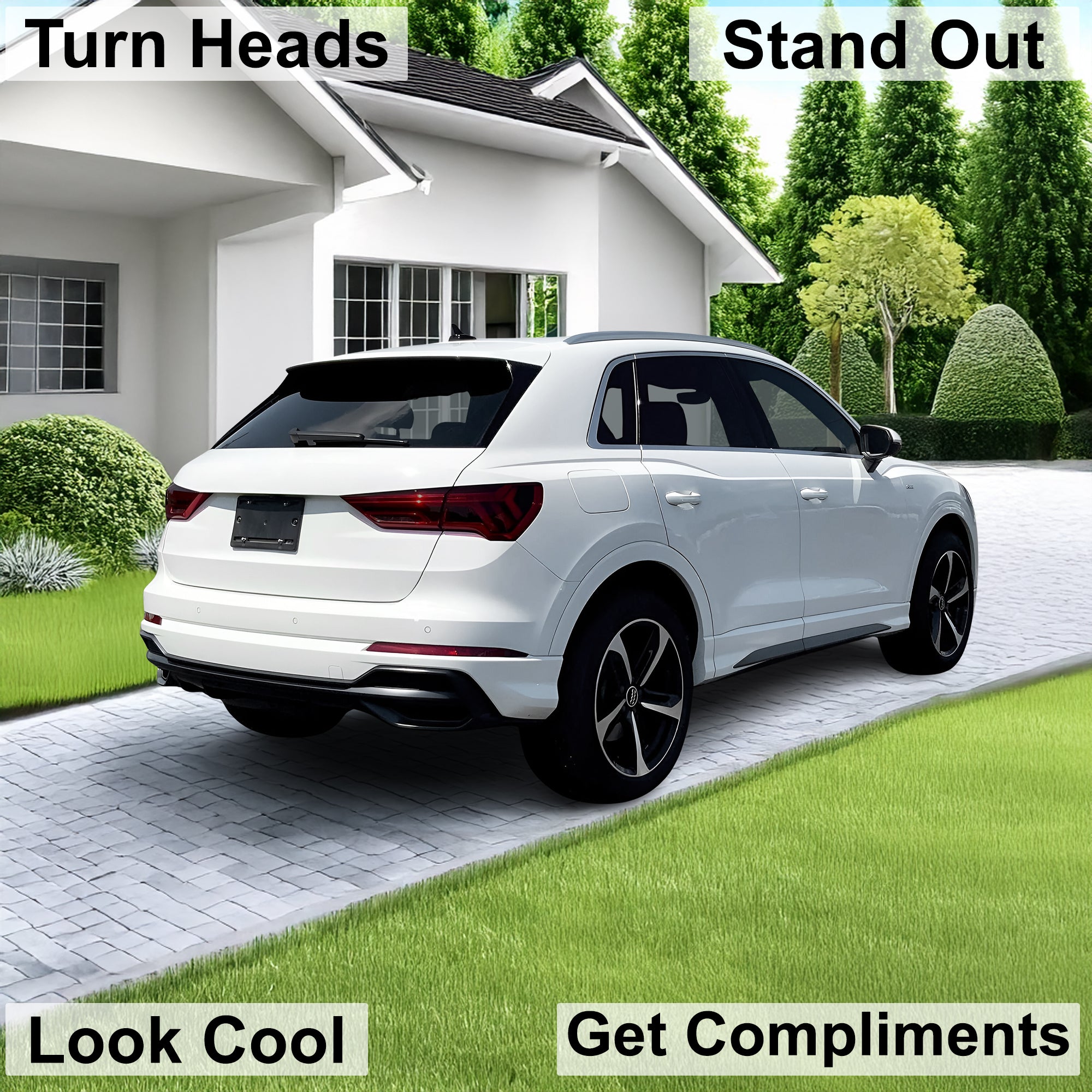 Audi Q3 2019–2025 Dark Smoke Headlight & Taillight Tint Kit – Precut Vinyl Lens Overlays