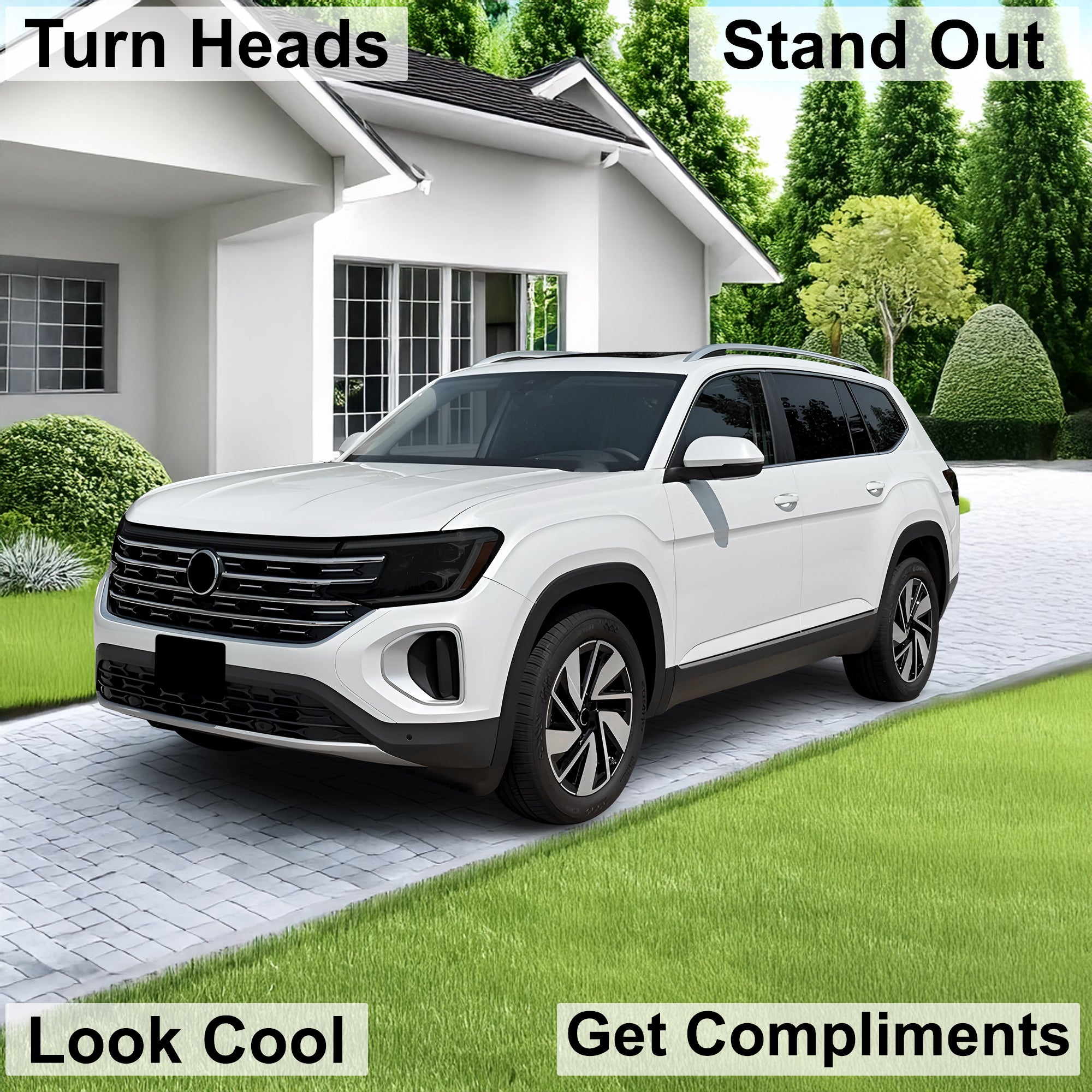 Volkswagen Atlas 2024–2026 Dark Smoke Headlight & Taillight Tint Kit – Precut Vinyl Lens Overlays